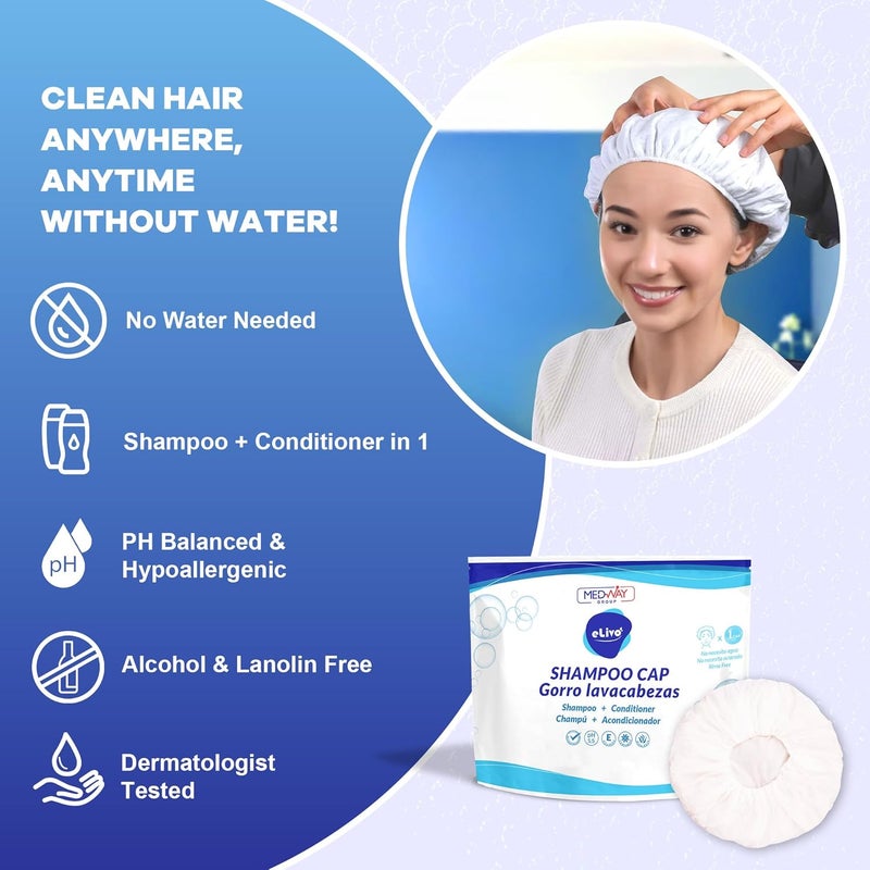 MedVance No Rinse Shampoo Cap | Rinse Free Shower Cap that Shampoos & Conditions | PH Balanced & Hypoallergenic Waterless Hair Wash | 3 Pack - Image 3